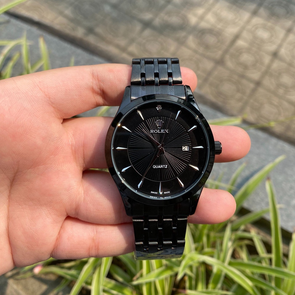 Đồng hồ Nam Rolex full đen máy nhật,có lịch ngày ,mặt kính  saphire  , chống nước tuyệt đối, dây thép không rỉ