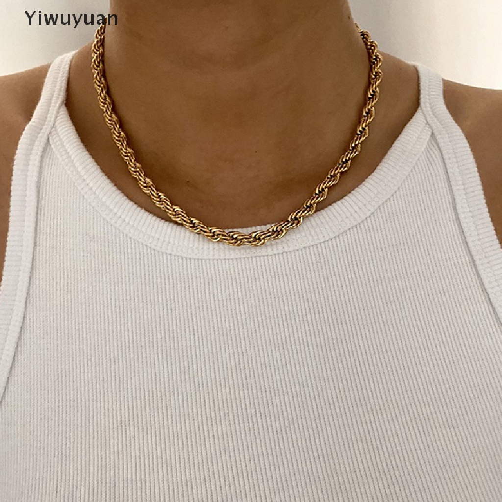 < Yiwuyuan > Vòng Cổ Choker Dây Thừng Bằng Thép Không Gỉ 316L Không Phai Màu Sắc Trang Sức Vàng 3 / 4MM Cho Nam Và Nữ