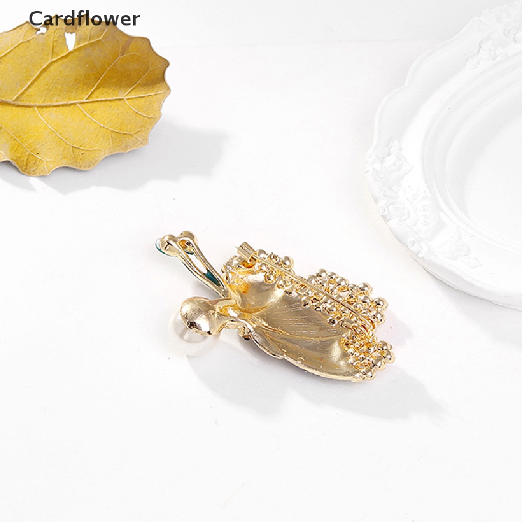 &lt; Cardflower &gt; Trâm Cài Áo Hình Bướm Tráng Men Đính Đá Ngọc Trai Thời Trang Cho Nữ Dự Tiệc