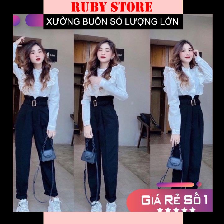 [RẺ VÔ ĐỊCH] Quần Baggy Đai Vuông Cạp Cao Cách Điệu Hàng Mới (Kèm Ảnh Thật)