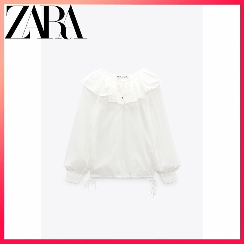 Áo Sơ Mi Nữ ZARA Vải Cotton Đính Nơ Thời Trang Thanh Lịch