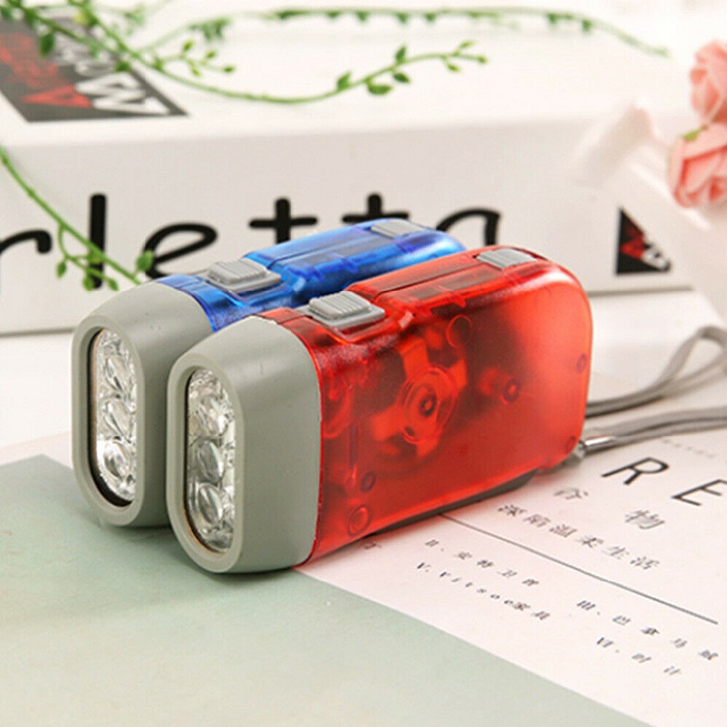 Dharma New 3 LED Torch Light Hand Press Wind Up Flashlight Crank Dynamo Camping Lamp