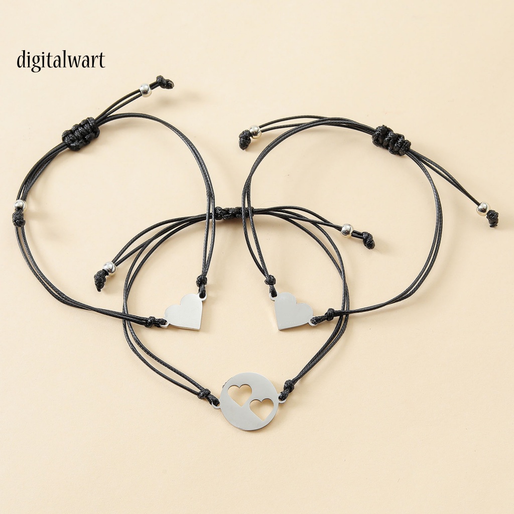 Kỹ Thuật Số| Set 3 Vòng Tay Trái Tim Rỗng Sáng Điều Chỉnh Được Cho Mẹ Và Bé