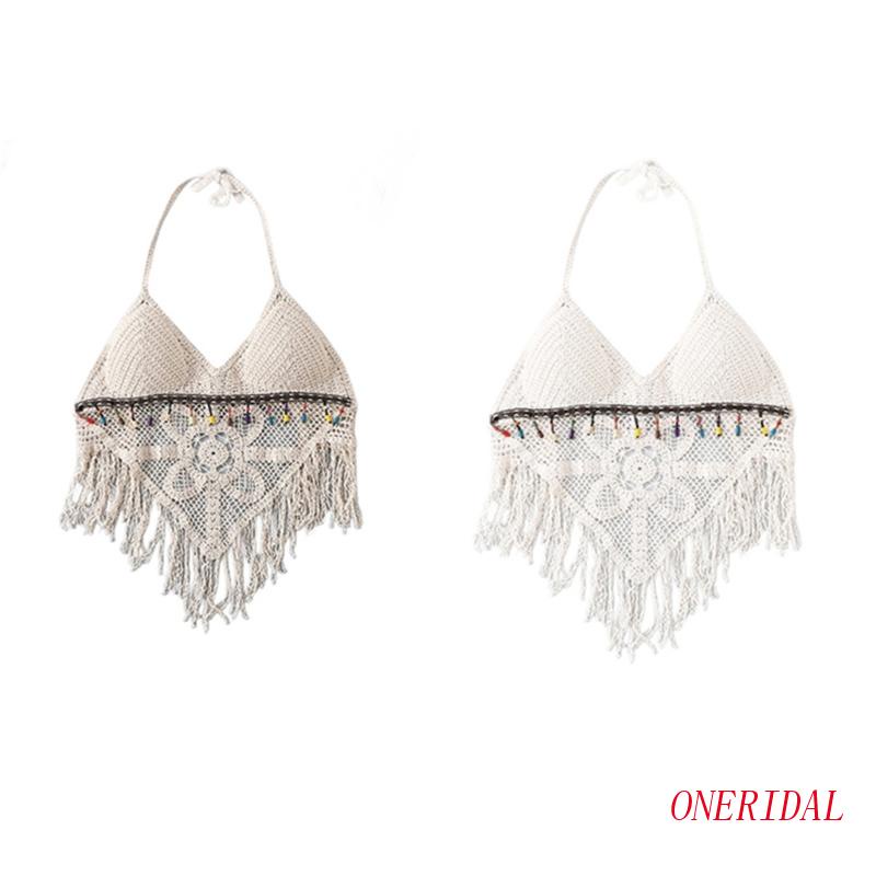 Áo Ngực Đan Móc Phối Tua Rua Phong Cách Dân Tộc Cho Nữ