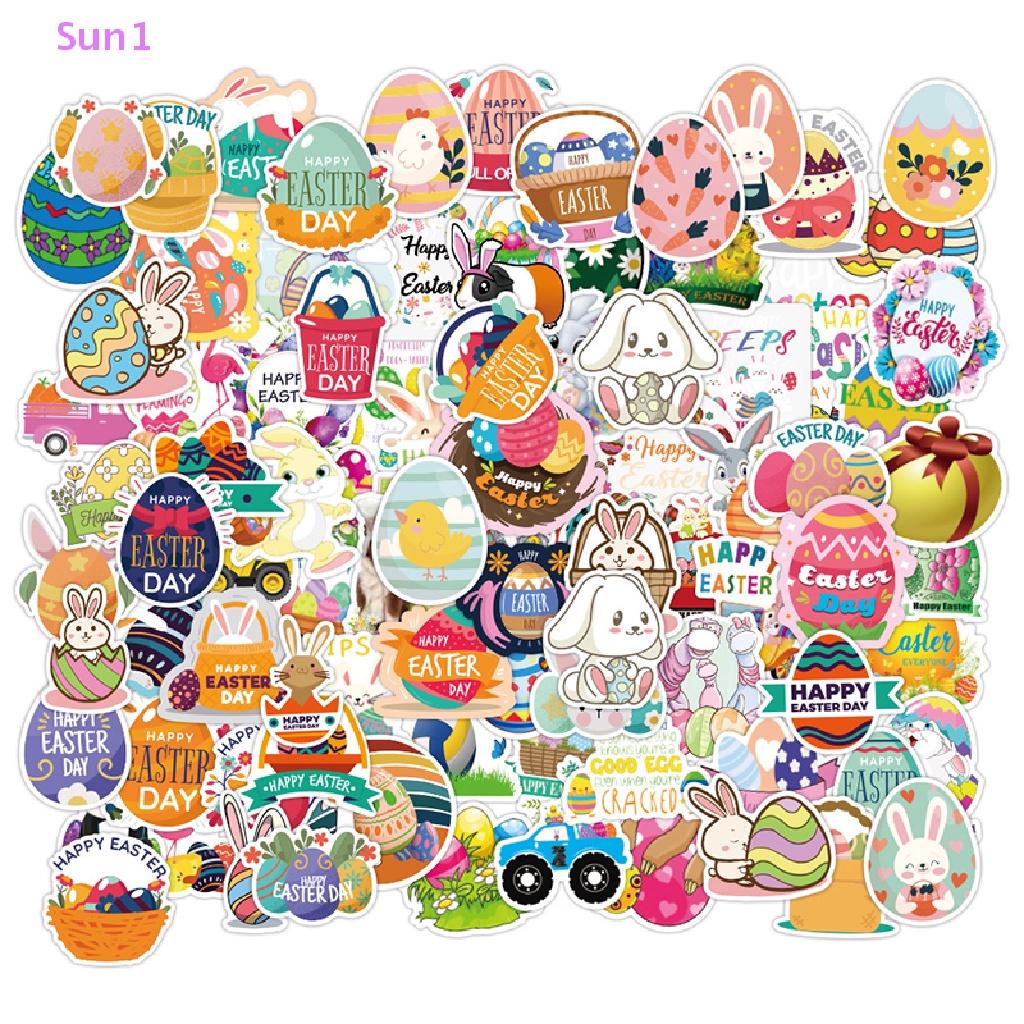 Set 50 Sticker Dán Trang Trí Hình Thỏ Phục Sinh Dễ Thương 1 &gt;