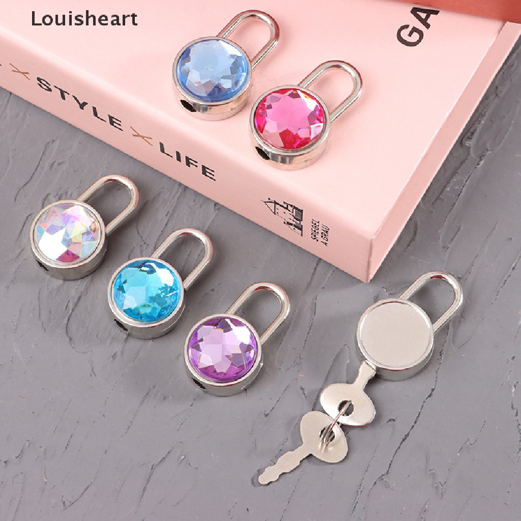 1 Bộ Ổ Khóa Mini Hình Tròn Đính Kim Cương Kèm Chìa Khóa Cho Hành Lý Du Lịch