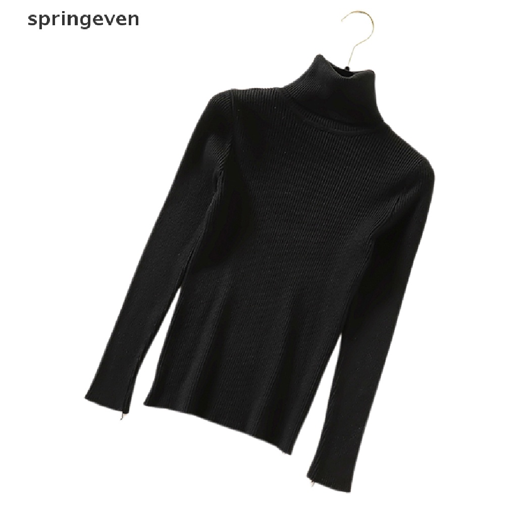 Áo Sweater Dệt Kim Tay Dài Cổ Lọ Ôm Dáng Thời Trang Cho Nữ