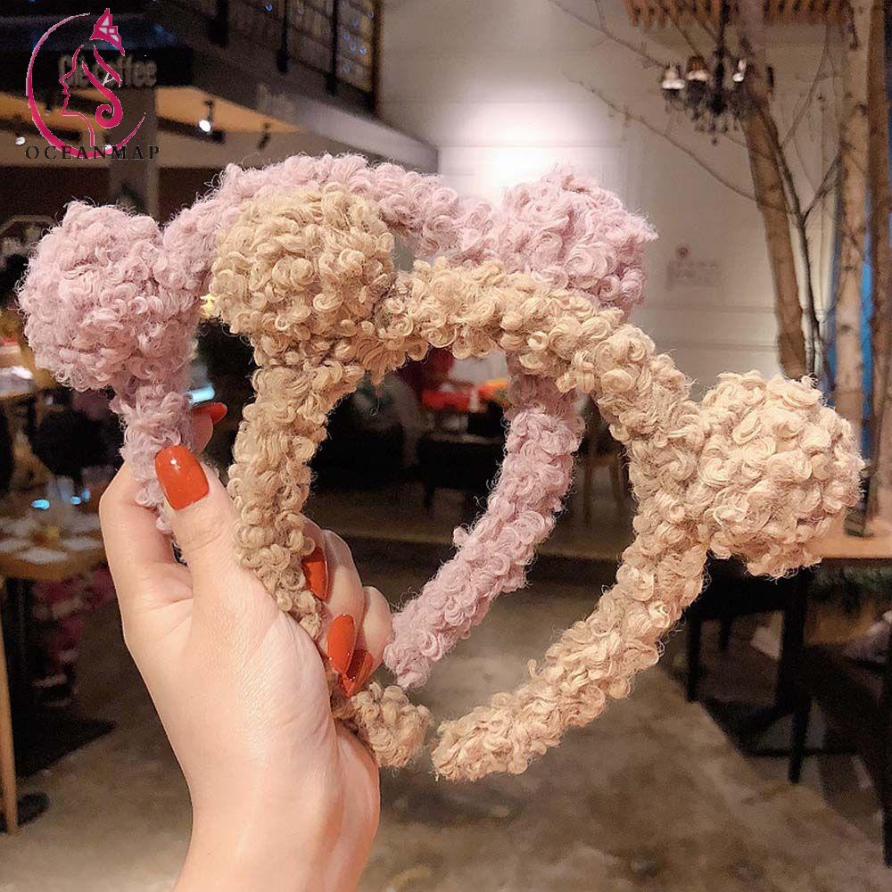 Băng Đô Cài Tóc Phối Vải Lông Cừu Thời Trang Cho Nữ