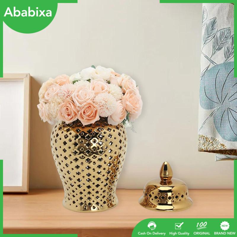 [Ababixa] Lọ Gốm Chạm Khắc Lưới Đựng Gừng Hoa Phong Cách Phương Đông Để Bàn Trang Trí Tiệc Đa Năng