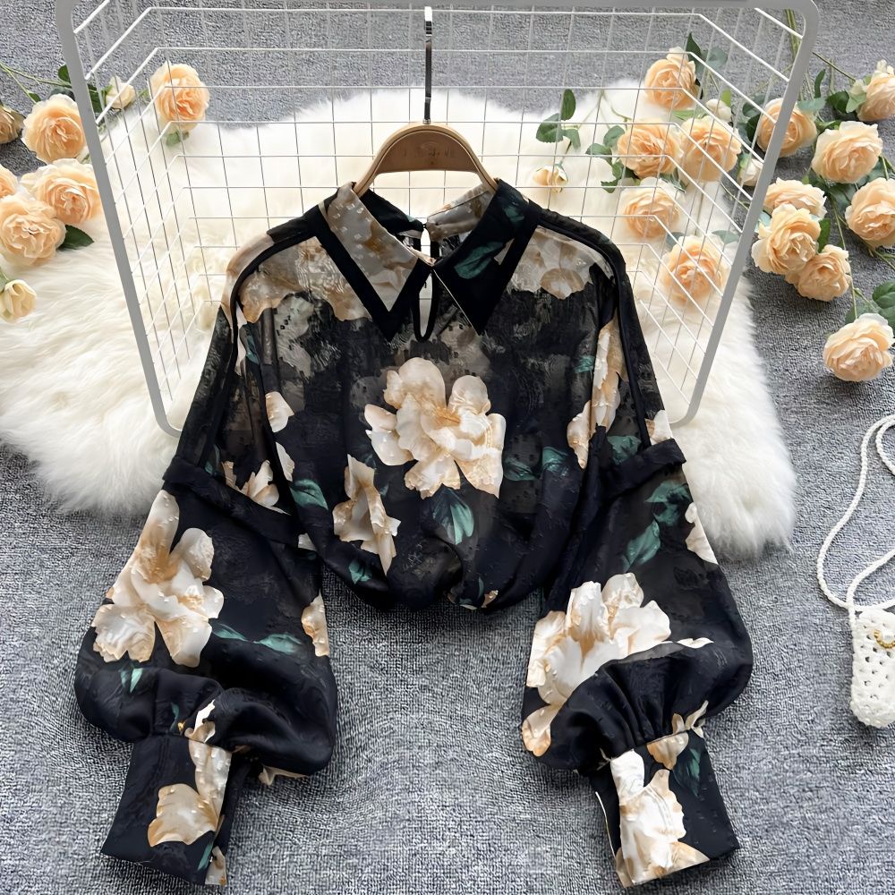 Áo Sơ Mi Chiffon Tay Phồng Thời Trang Mùa Xuân 2022 Phong Cách Mới Cho Nữ
