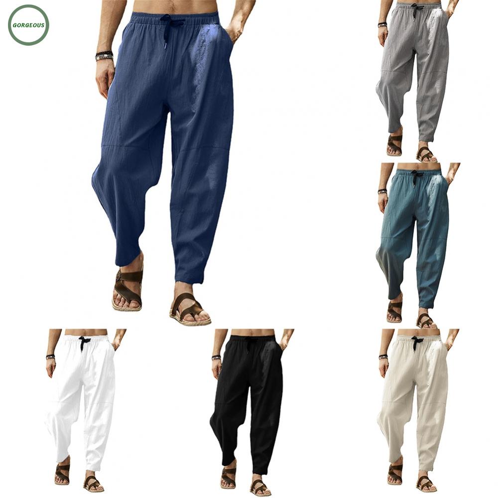 GORGEOUS~Men Pants Comfort Elastic Waist Harem Trousers Joggers Loose Fit M-3XL