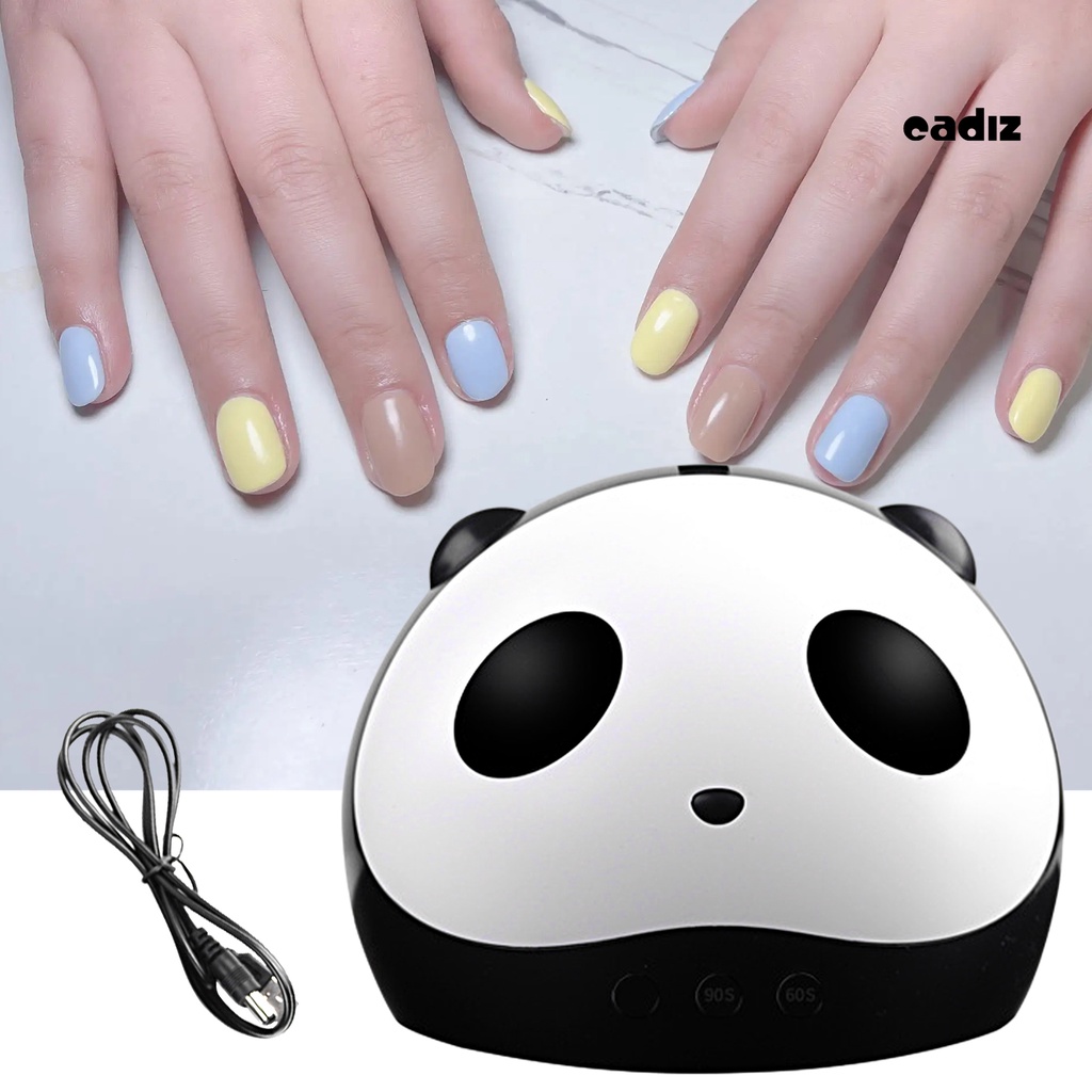 1 Bộ Máy Sấy Móng Tay 3 Bánh Răng 36W 12 Bóng Đèn Mini Hình Gấu Trúc Màu Đen Dành Cho Nữ