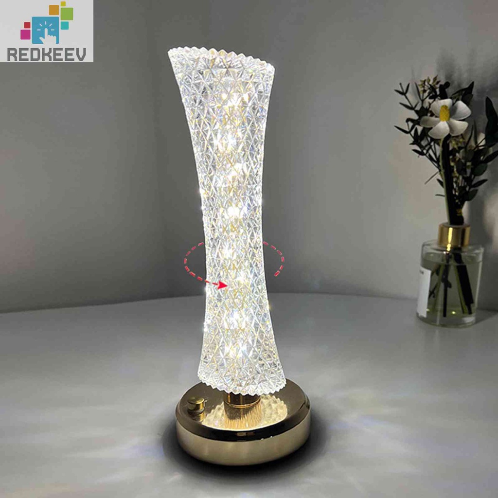 Đèn Ngủ Để Bàn Trang Trí Hình Kim Cương Pha Lê Acrylic 1200mAh