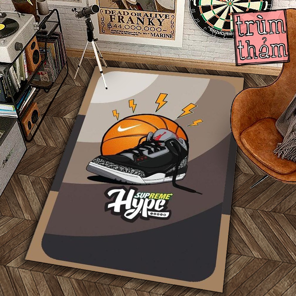 Thảm Trang Trí Jord4N Hype Logo Thời Trang Sneaker Giày Thể Thao Decor Phòng Ngủ Phòng Khách Văn Phòng