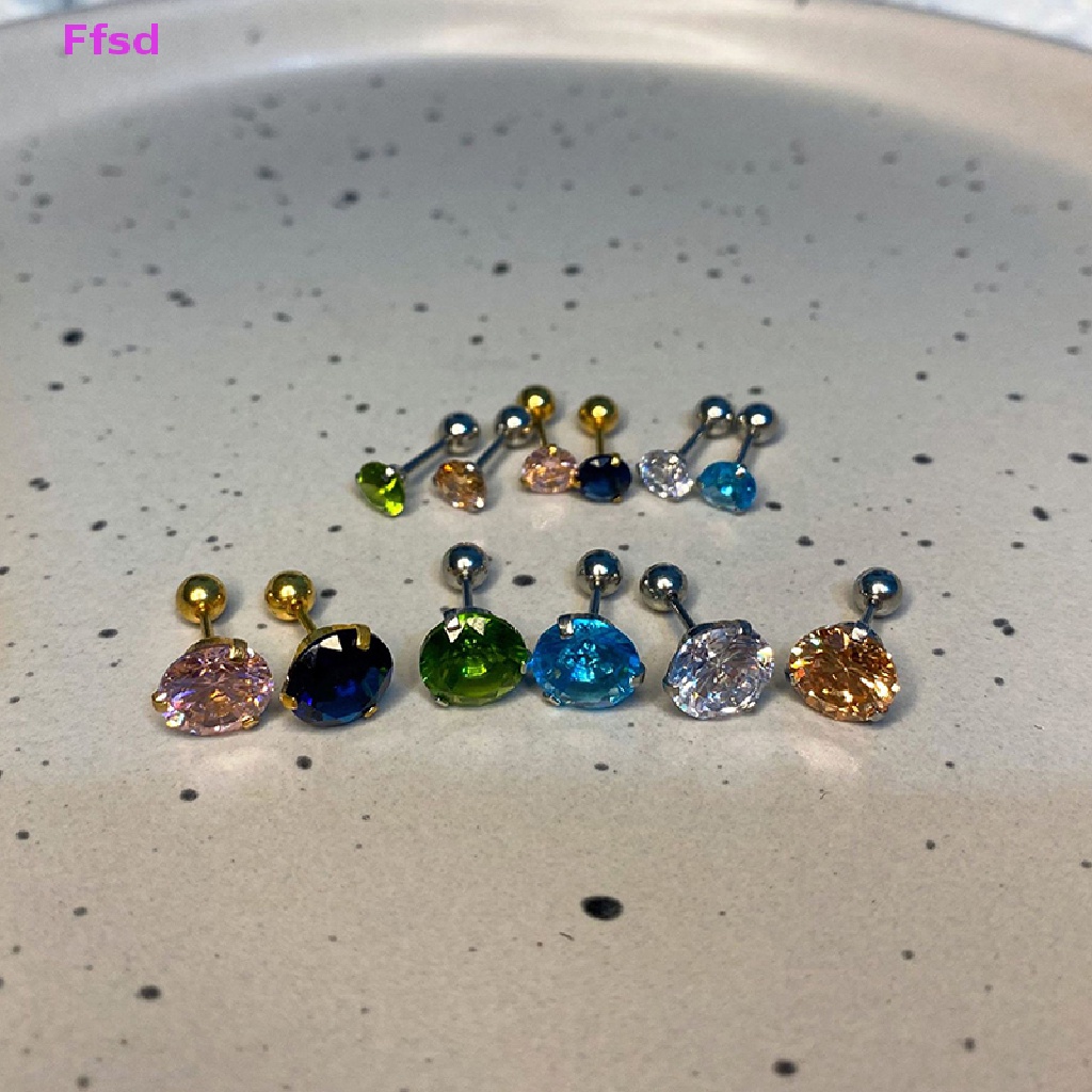 1 Khuyên Tai Đính Đá Zircon 5 / 8mm Thời Trang Cho Nữ