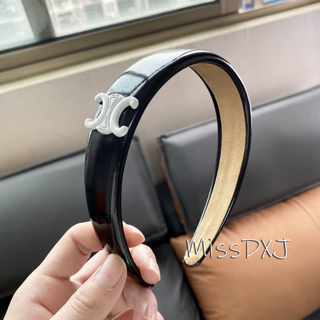 Băng Đô Cài Tóc Bằng Da PU Màu Trơn Đơn Giản Phong Cách Hàn Quốc Cho Nữ