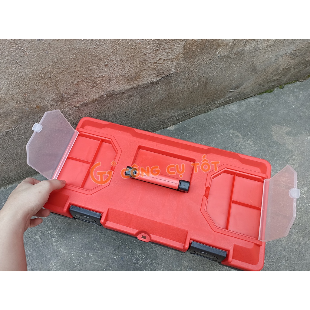 Thùng đồ nghề nhựa cam 19inch  20x22x40cm máy Thái Bảo