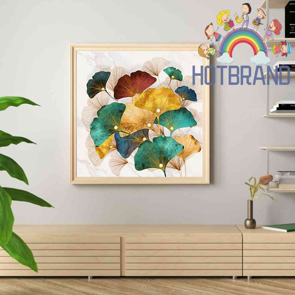 Tranh Đính Đá Kim Cương Toàn Bộ 5D DIY Hình Vẽ Lá Ginkgo