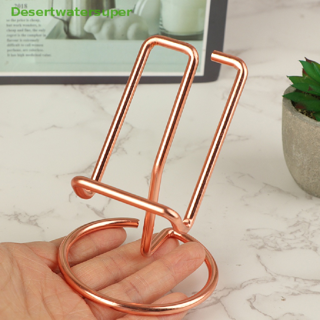 Giá Đỡ Điện Thoại / Thẻ Để Bàn Bằng Kim Loại Màu Vàng Hồng