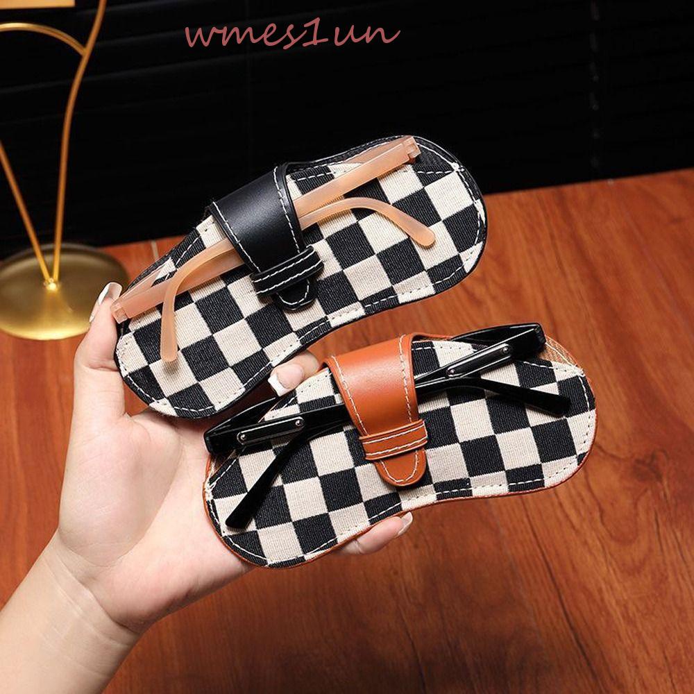 Hộp Đựng Mắt Kính Bằng Da PU Kẻ Sọc Caro WMES15H Phong Cách Hàn Quốc Cho Nam