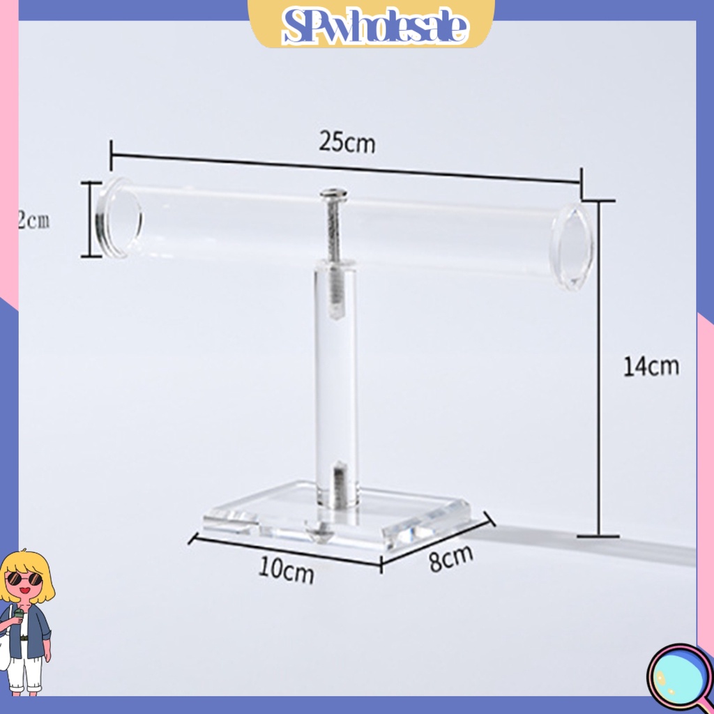 <SPwholesale> Giá Đỡ Trưng Bày Trang Sức / Đồng Hồ / Băng Đô Chữ T Bằng Acrylic Ổn Định Tiết Kiệm Không Gian