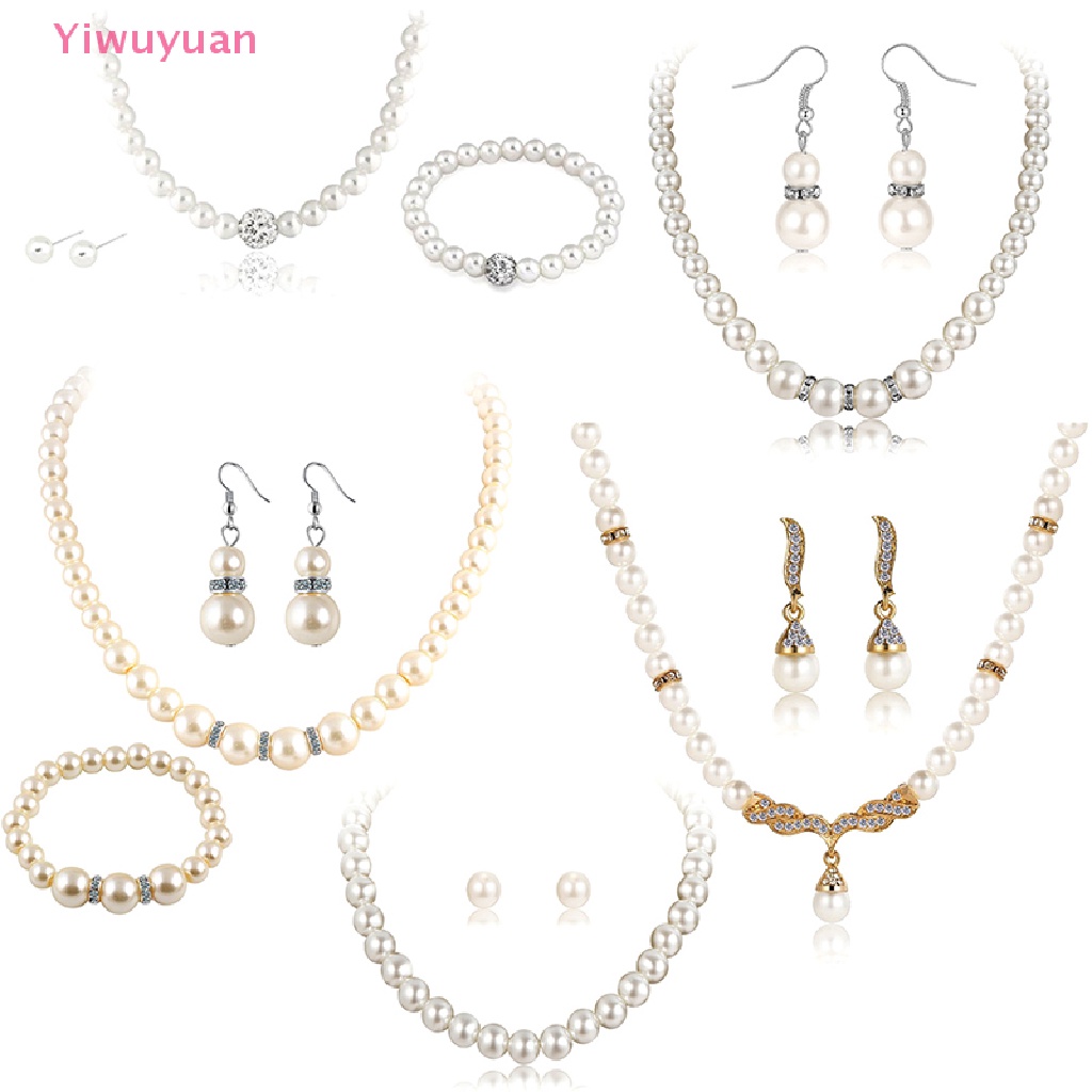 Bộ Trang Sức Đính Ngọc Trai Nhân Tạo Thời Trang Dành Cho Nữ