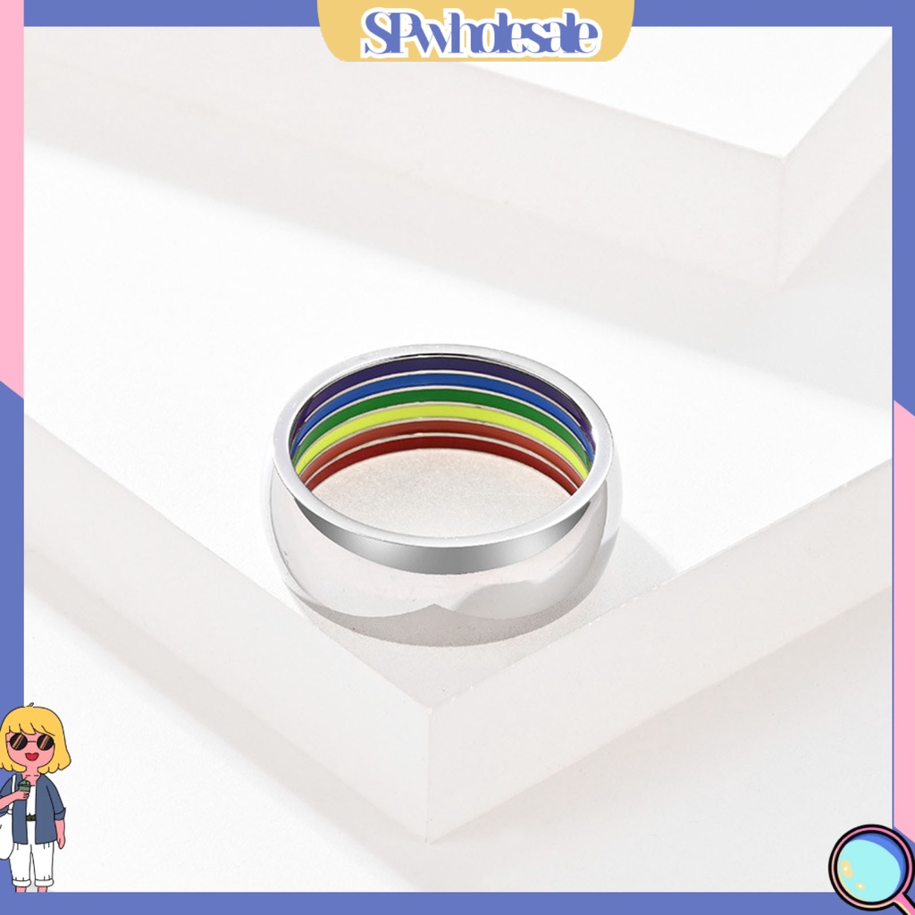 <SPwholesale> Nhẫn Đeo Ngoài Trời Hình Học Vòng Cung Màu Cầu Vồng Thời Trang Cho Đám Cưới