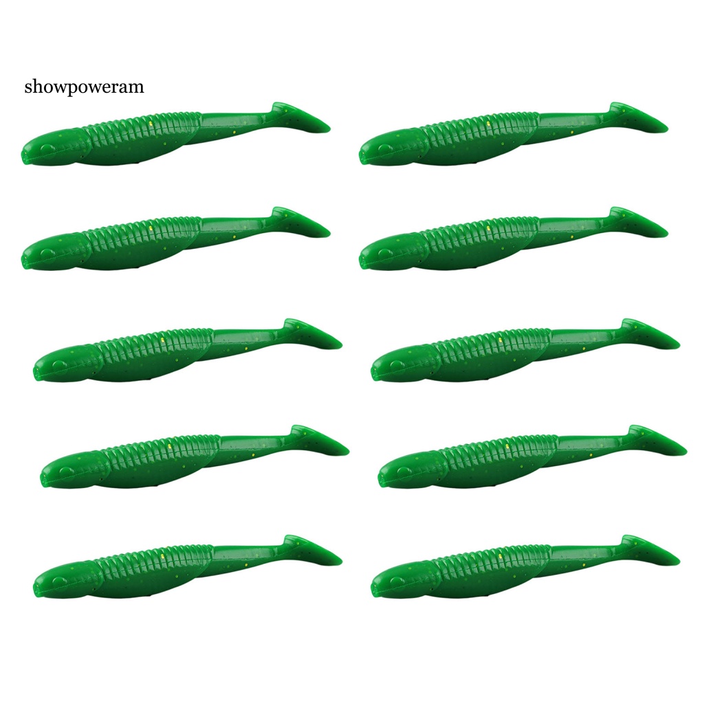 Set 10 Mồi Câu Cá Nhân Tạo Bằng PVC Mềm Hình Chữ T Tiện Dụng