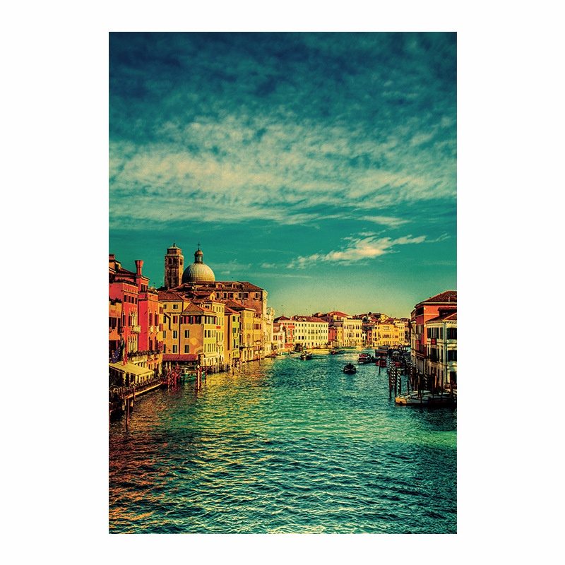 Poster Hình Phong Cảnh Thành Phố Nước B Bằng Giấy Kraft Phong Cách Retro Trang Trí Quán Cà Phê / Phòng Ngủ F00