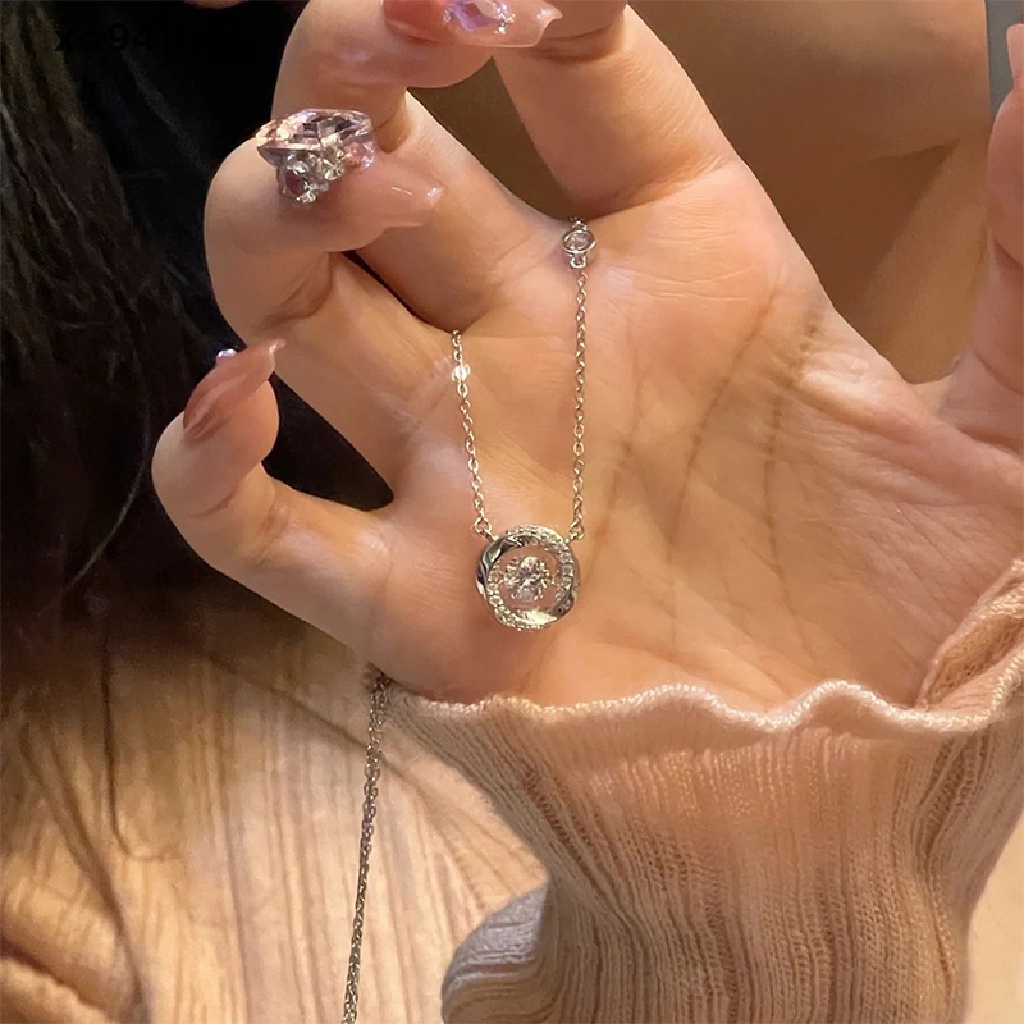 Tn Mobius Vòng cổ Mặt Hình Trái Tim Ba Giây Đính Đá Tối Giản Thời Trang Nữ