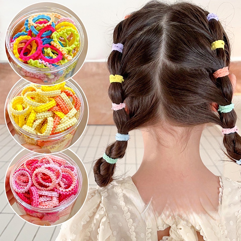 Dây Cột Tóc Nhiều Màu Sắc Co Giãn Tốt Thời Trang Xinh Xắn Cho Bé Gái