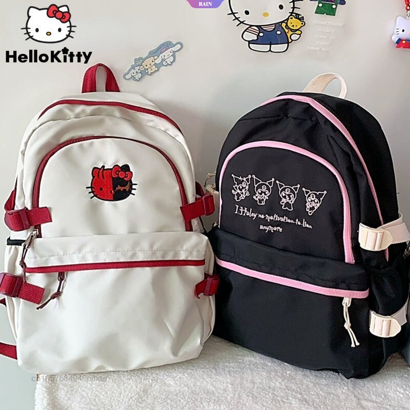 Ba Lô Đựng Laptop / Đi Học / Du Lịch Sức Chứa Lớn Màu Đen Họa Tiết Hoạt Hình Sanrio Hello Kitty Kuromi Phong Cách Nhật Bản Cho Nữ Y2k