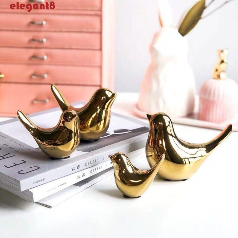 Đồ trang trí Chú Chim Bằng Gốm Mạ Điện 4 Kích Cỡ Sáng Tạo Vui Nhộn Để Bàn Trang Trí Phòng Khách