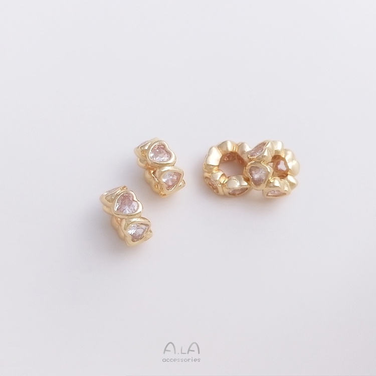 Hạt Cườm Bằng Đồng Mạ Vàng 14K Hình Trái Tim Nhiều Màu Sắc Dùng Làm Trang Sức diy