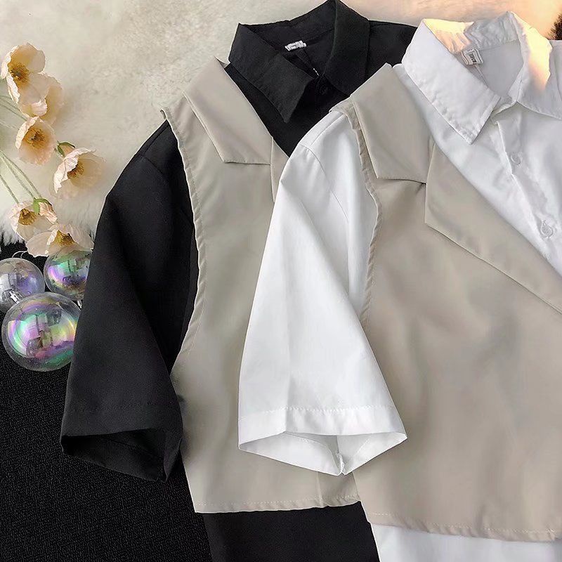 Áo thun KYUSHUAD ngắn tay giả hai lớp phong cách năng động trẻ trung dành cho nam