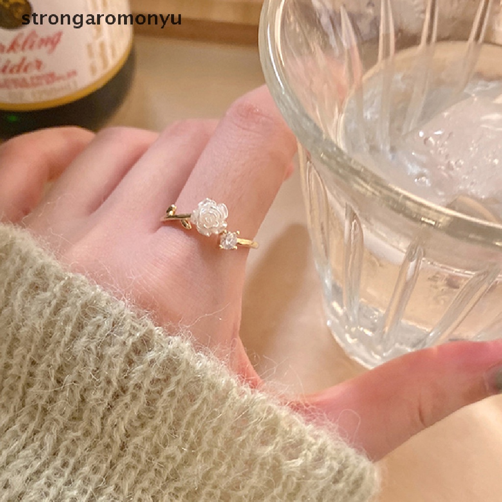 Yu Nhẫn Hở Hình Hoa Trà Đẹp Mắt Có Thể Điều Chỉnh Làm Quà Tặng Thời Trang Cho Bạn Gái n