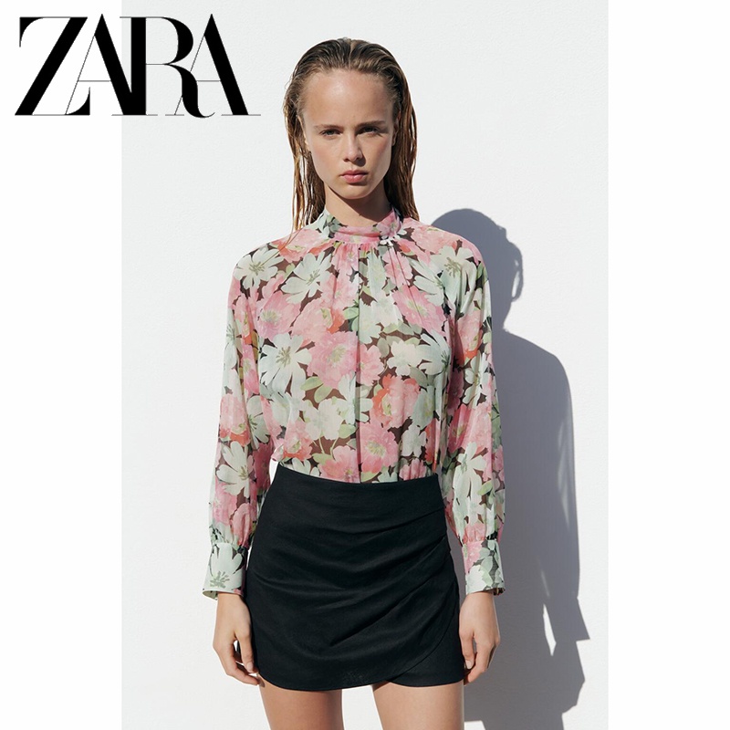 Zara Áo Sơ Mi In Họa Tiết Phối Nơ Xinh Xắn Dành Cho Nữ