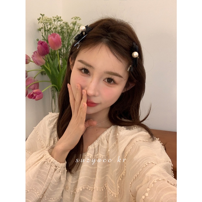 Kẹp Tóc Hình Nơ Đính Ngọc Trai Phong Cách Retro Pháp Hàng Mới 2023 Dành Cho Bạn Nữ