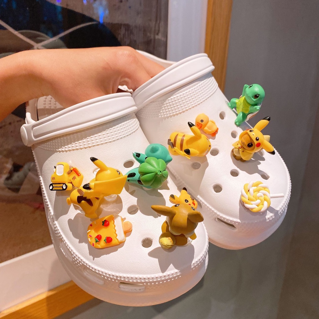 Bộ Phụ Kiện Trang Trí Giày Trẻ Em Hình shin chan Jojo croc Bánh hamburger Thỏ Đèn led
