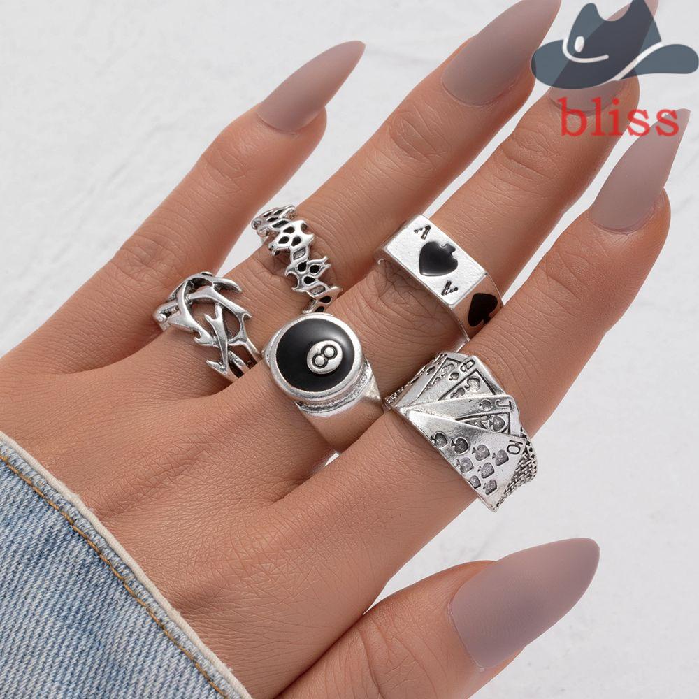 Bộ Nhẫn Hợp Kim Hình Trái Tim / Bướm Phong Cách Hip Hop Cho Nam Và Nữ