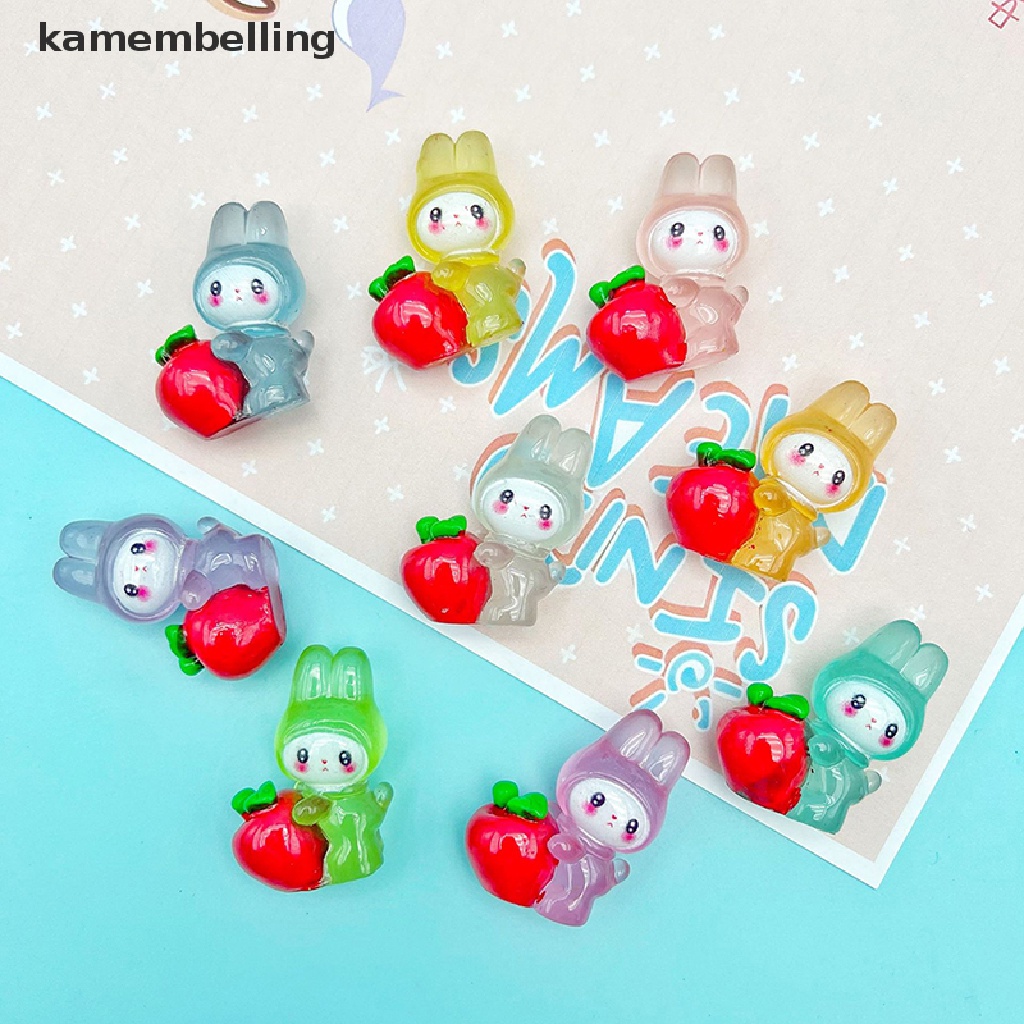 Set 2 Phụ Kiện Trang Trí Hình Chú Thỏ Hoạt Hình Màu Dạ Quang DIY