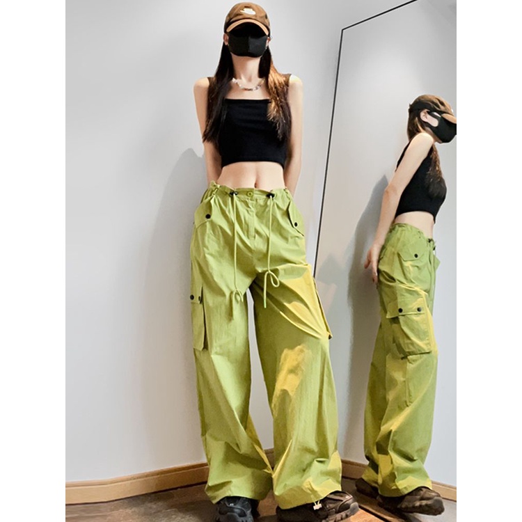 Quần Yếm Ống Rộng Lưng Cao Màu Đỏ Hồng Thời Trang Mùa Hè Cho Nữ