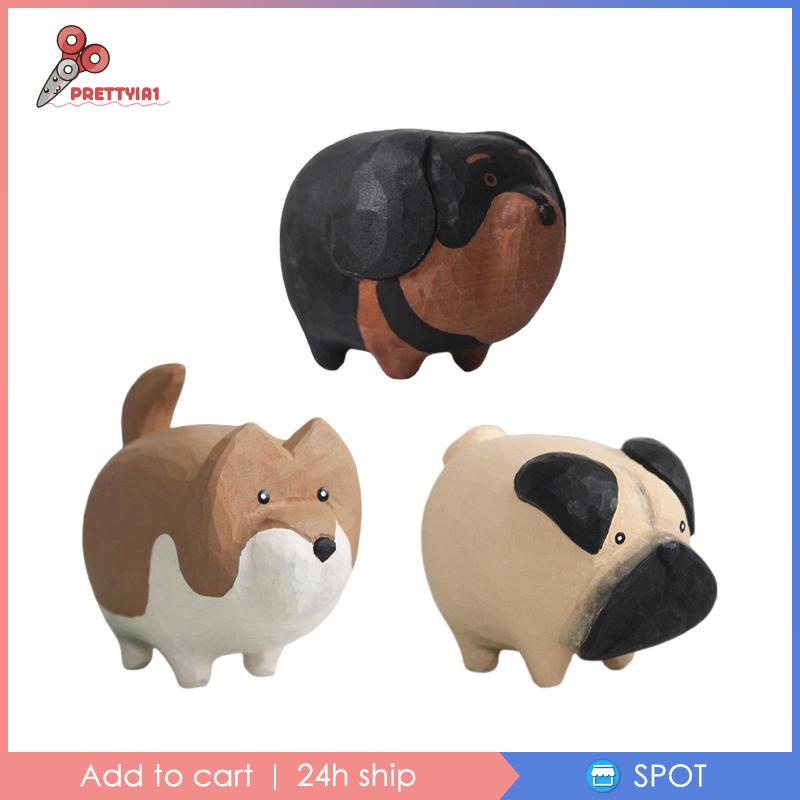 1 Mô Hình Chú Chó Bằng Gỗ Mini Dễ Thương Dùng Trang Trí Kệ Sách