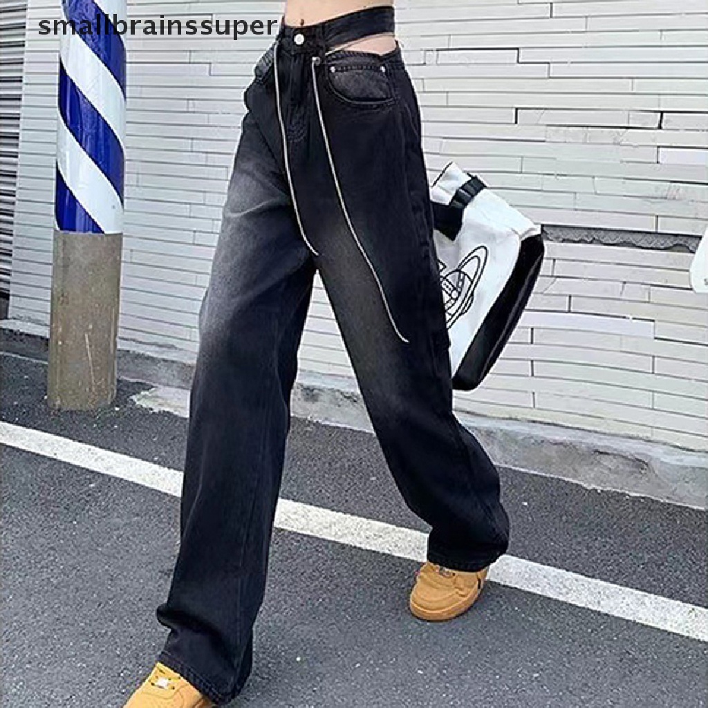 Quần Baggy Jeans Lưng Cao Ống Đứng Phong Cách Vintage Thời Trang Hàn Quốc Y2k SBS