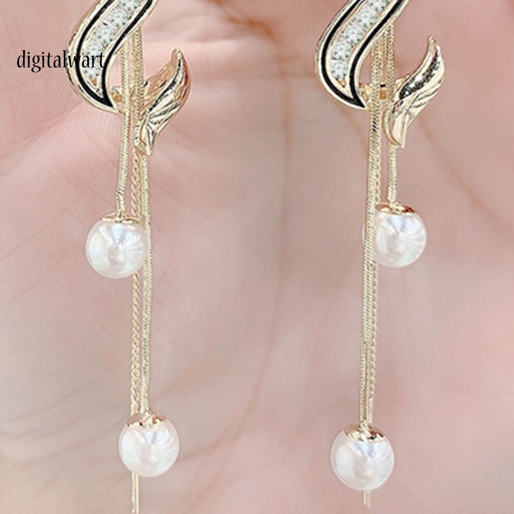 Kỹ Thuật Số| 1 Đôi Bông Tai Dáng Dài Đính Ngọc Trai Nhân Tạo Phong Cách Hàn Quốc