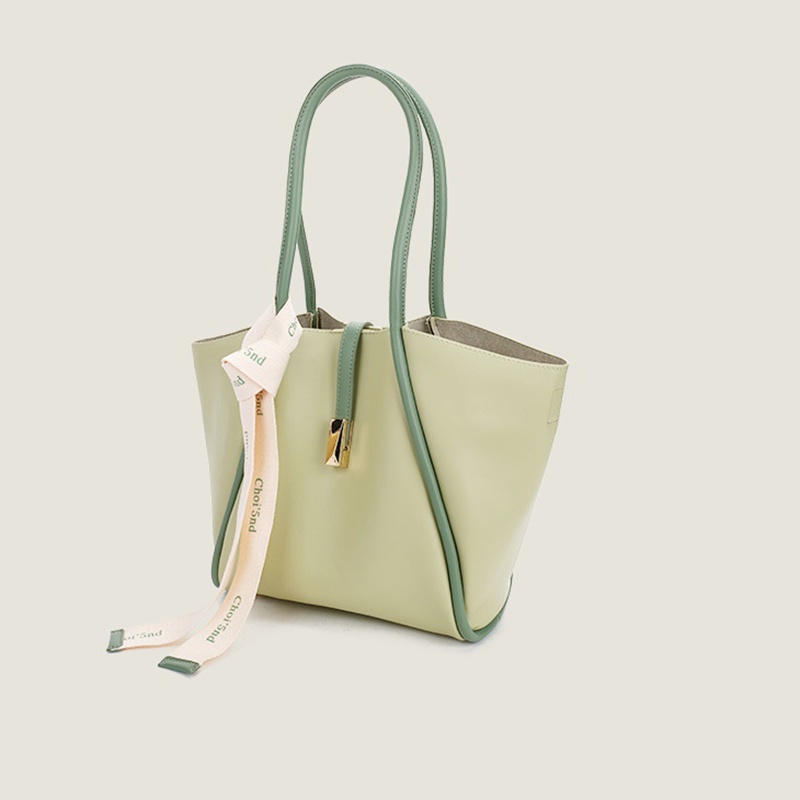 Ielgy Túi Xách tote Bằng Lụa Sức Chứa Lớn Phối Khăn Quàng Cổ Màu Sắc Tương Phản Di Động Chất Lượng Cao Cho Nữ