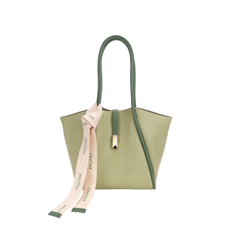 Ielgy Túi Xách tote Bằng Lụa Sức Chứa Lớn Phối Khăn Quàng Cổ Màu Sắc Tương Phản Di Động Chất Lượng Cao Cho Nữ