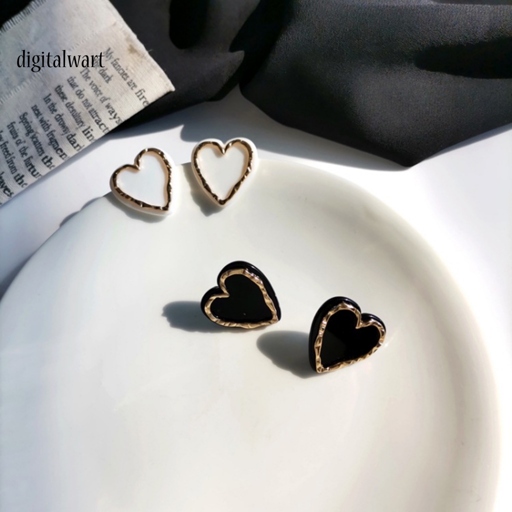 Kỹ Thuật Số| 1 Đôi Bông Tai Hình Trái Tim Tráng Men Tinh Tế Quyến Rũ Dành Cho Nữ