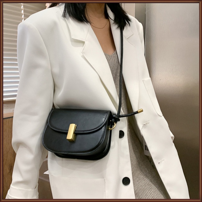 Túi Đeo Chéo Bằng Da Pu Màu Trơn Đơn Giản Phong Cách Retro Cho Nữ
