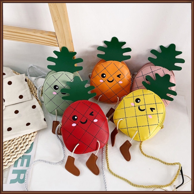 Túi Đeo Chéo Vai Hình Quả Dứa Hoạt Hình Nhiều Màu Sắc Dành Cho Trẻ Em